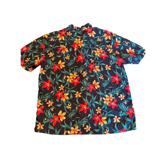 Jos. A. Bank Mens XL Floral Hawaiian Shirt Black Red Green 100% Silk - Picture 5 of 5